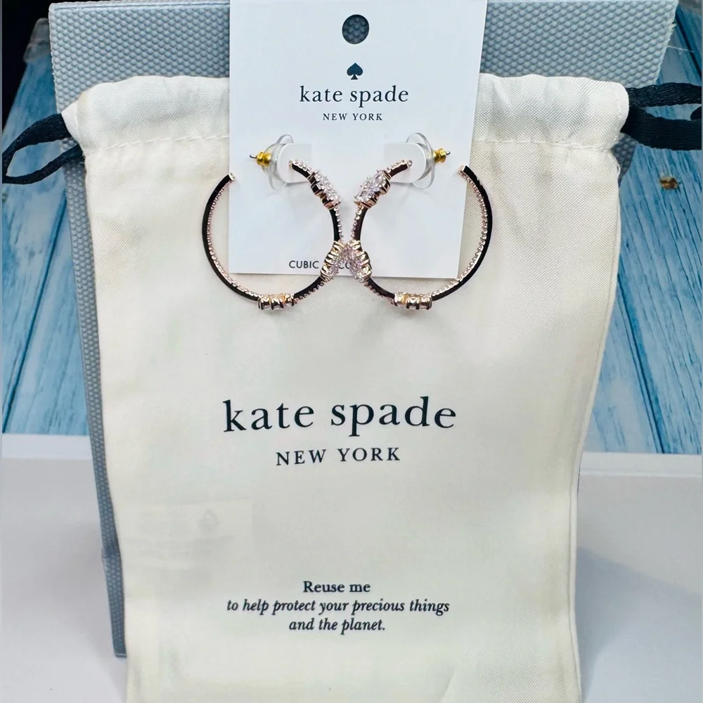 Kate Spade Earrings Gleaming Gardenia Rose Gold tone Flower Hoop NWT MSRP: $109